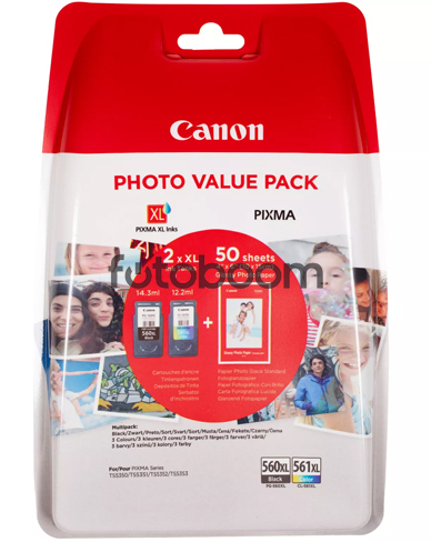 Multipack PG-560XL + CL-561XL + 50 hojas de papel fotográfico