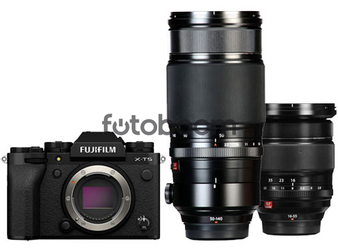 X-T5 Negra + 16-55mm f/2,8 + 50-140mm f/2,8 