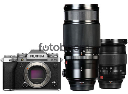 X-T5 Plata + 16-55mm f/2,8 + 50-140mm f/2,8 