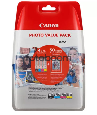 Pack CLI-571XL B/C/M/Y + papel fotográfico