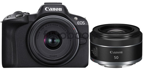 EOS R50 Negra + 18-45mm f/4.5-6.3 IS STM RF-S + 50mm f/1.8 STM RF + CANEST